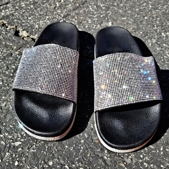 Last Size 7 💎🖤Black Sparkling Swarovski Sandal - Picture 3 of 7